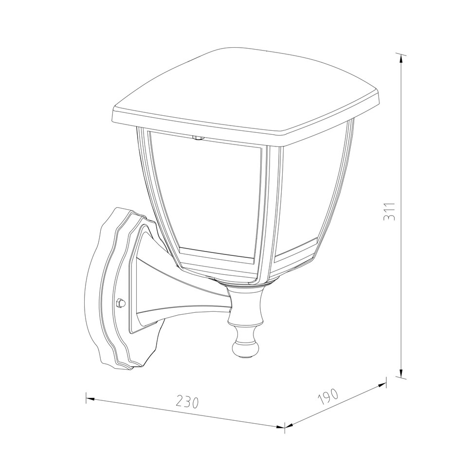 image 1 of CGC NOVA Large Black Outdoor Wall Lantern Light, IP44 Polycarbonate, Clear Diffuser, E27 Socket