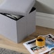 image 3 of Folding Ottoman Cream Boucle Teddy Bear Fabric Chest Solid Storage Box | Grey | Grey