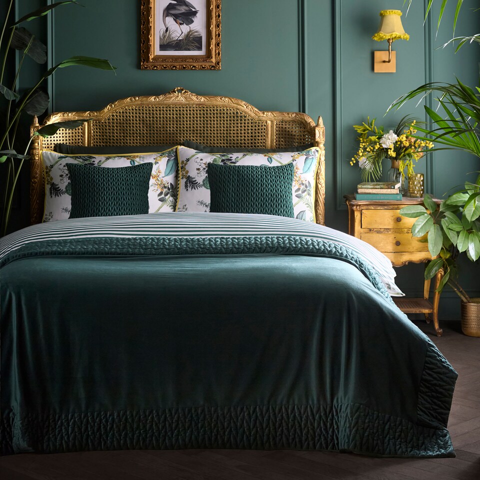 image 1 of Laurence Llewelyn-Bowen Siena Bedspread Bottle Green