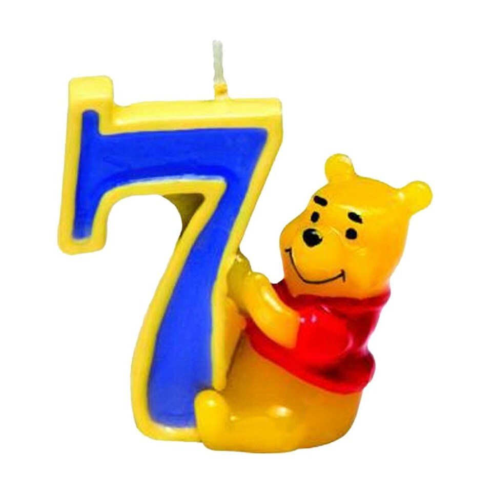 Winnie the Pooh 7th Birthday Candle - Blue/Yellow/Red - One Size