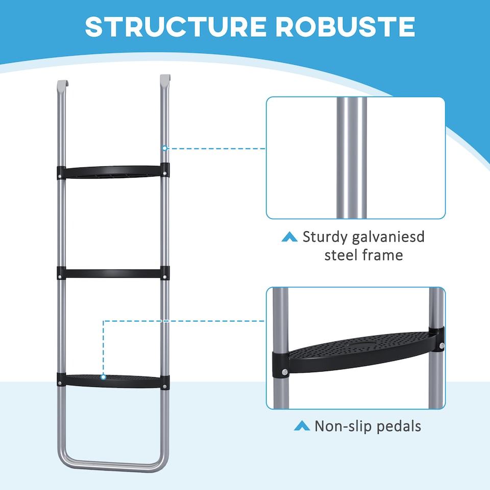 image 1 of SPORTNOW 2 Steps/3 Steps Galvanised Steel Trampoline Ladder Climbing | Silver