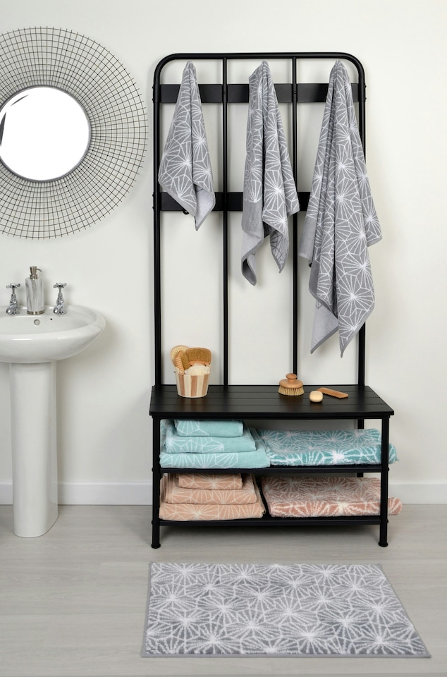 image 1 of Geometric Design Non-Slip Bath Mat - Grey