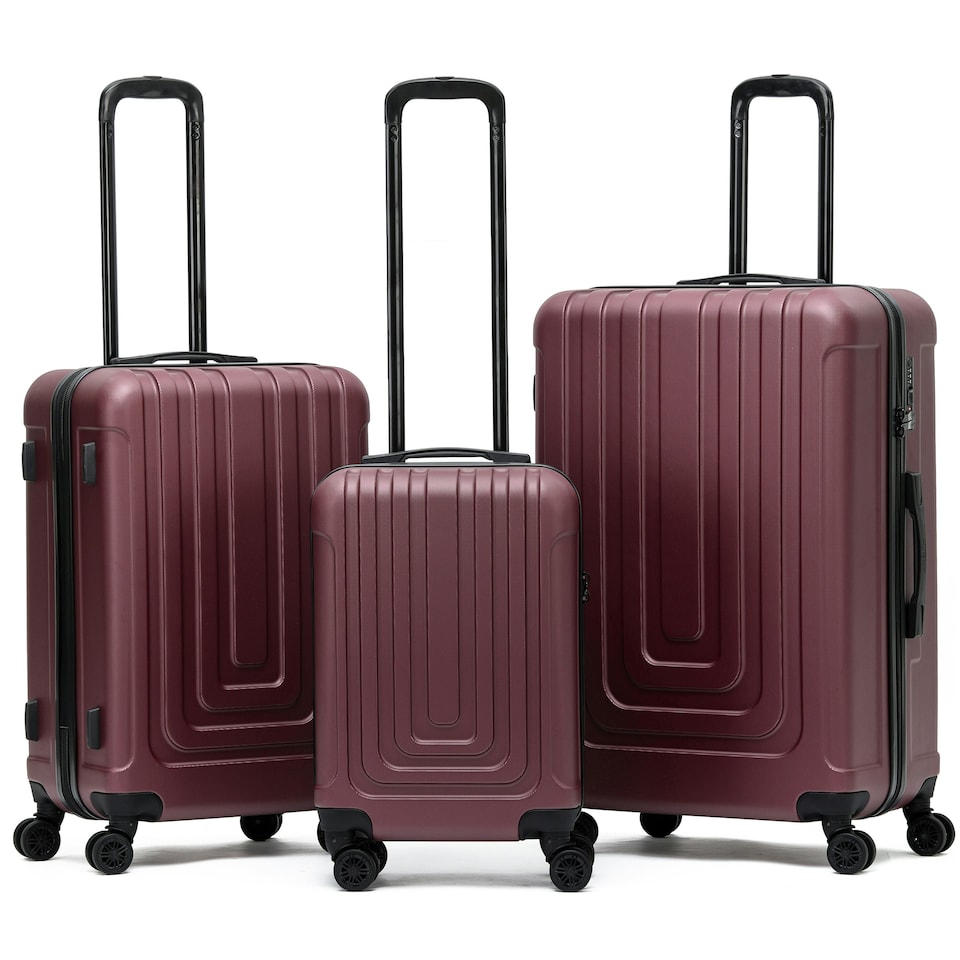 image 1 of Flight Knight Premium Lightweight Suitcase - Built-in Side Lock with USB Port - 8 Spinner Wheels - Hard Shell Carry On Or Check in Luggage 100 Airlines Approved Purple | Burgundy | Large