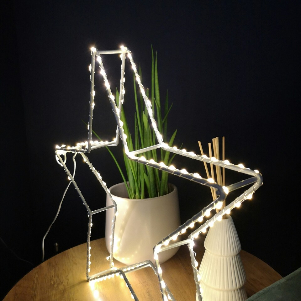image 1 of 38cm LED Dewdrop Open Star Indoor Outdoor Christmas Decoration in Warm White