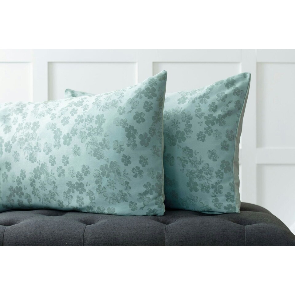 image 1 of Belledorm Flora Jacquard Duvet Cover Set - Duck Egg Blue - Superking