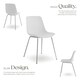 image 3 of Dining Chair Mave - large plastic seat, ergonomic, high backrest, 120 kg load capacity - Set of 6 White | White/Chrome