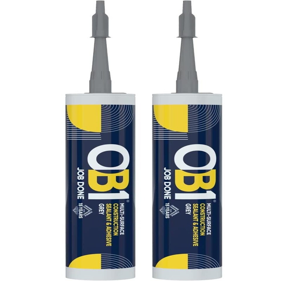 image 1 of OB1 Grey Multi-Surface Construction Sealant & Adhesive Silicone Pack of 2