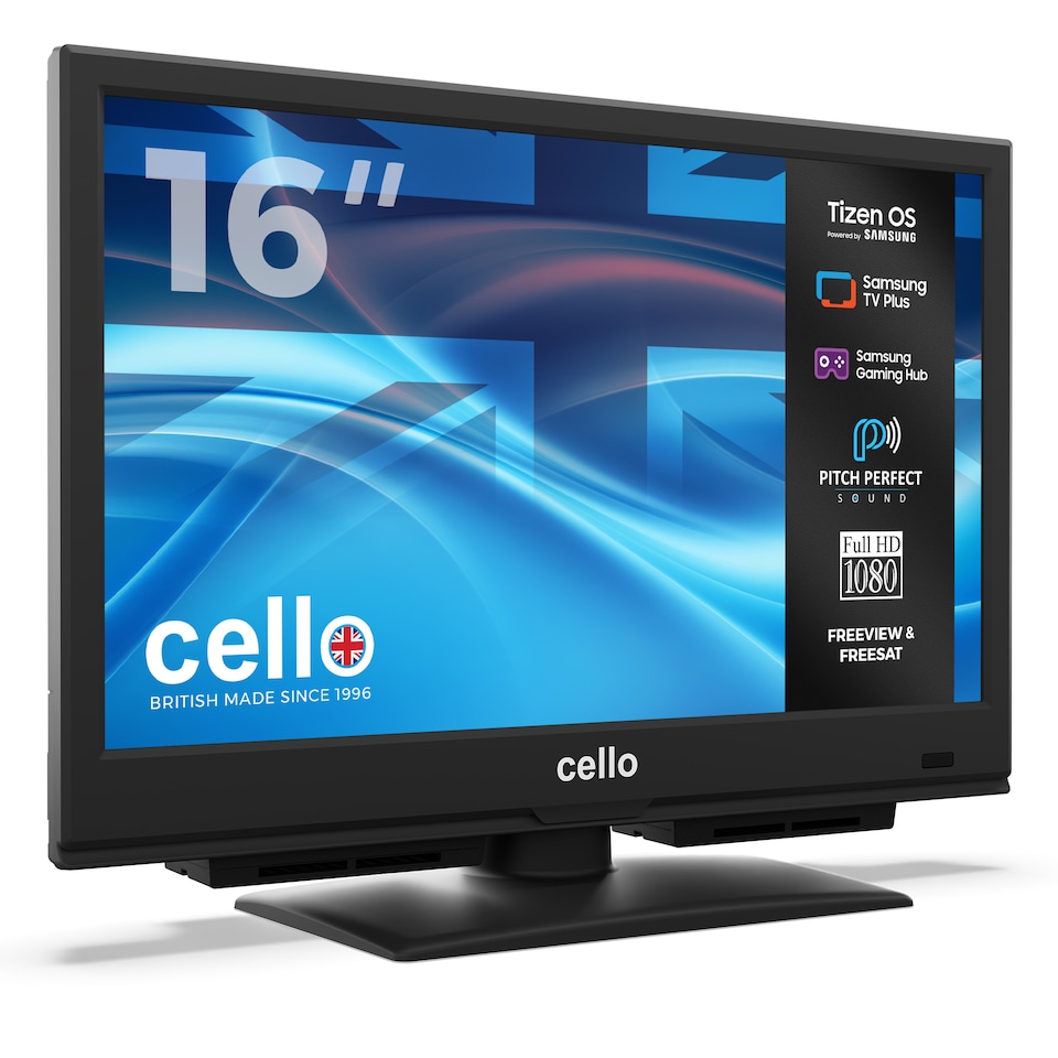 image 1 of Cello C1626TZH 16" Smart Tizen OS Powered by Samsung TV with Pitch Perfect Sound