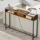 image 4 of Hallway Console Table With Charging Station Rustic Brown Brown