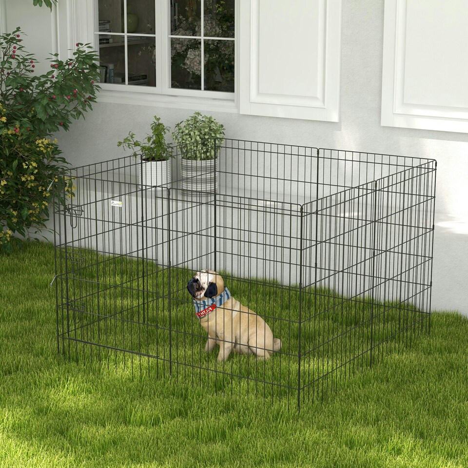 image 1 of PawHut 8-Panel DIY Dog Pen with Door for Indoor/Outdoor Use, 91cm High