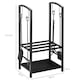image 7 of Outsunny Firewood Rack Log Holder Wood Storage with Hooks 4 Tools Black