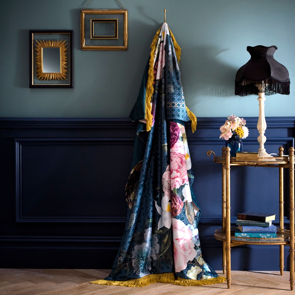 image 1 of Laurence Llewelyn-Bowen Bouquet List Throw Blue