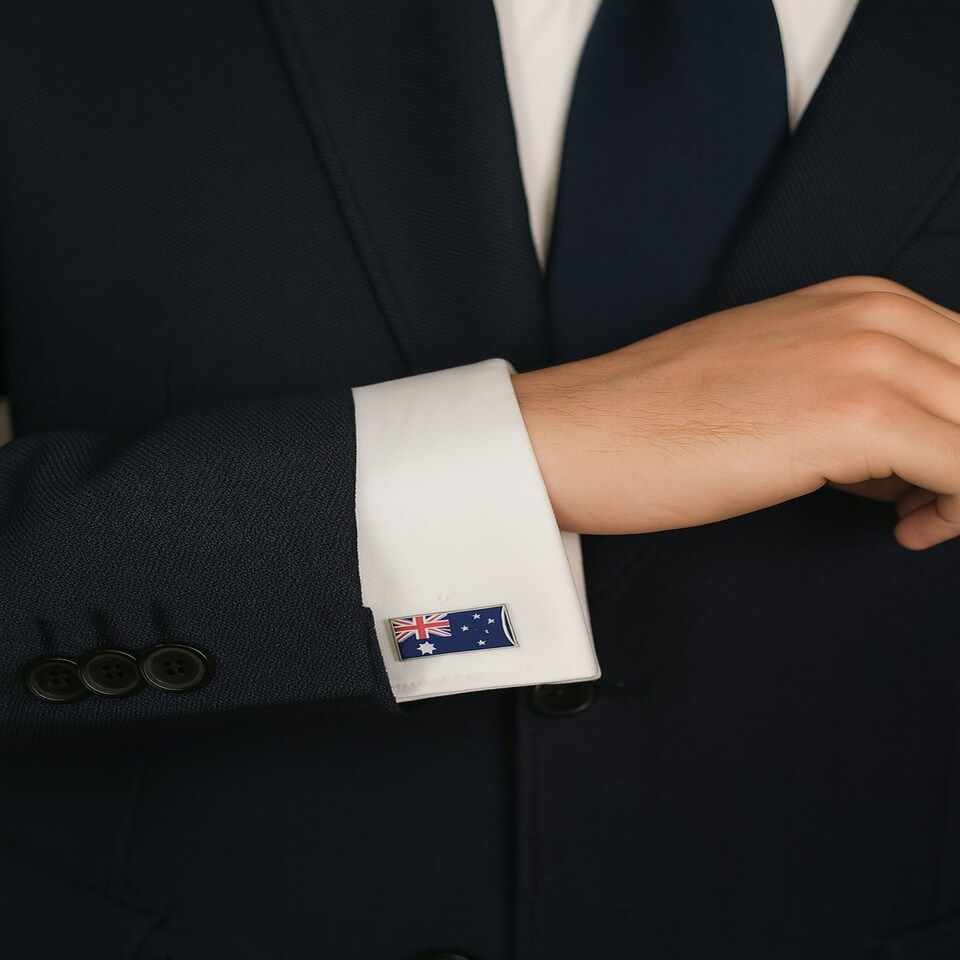 image 1 of Flag of Australia Cufflinks - Onyx Art CK153
