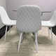 image 3 of Round Glass Dining Table with 4 White Faux Leather Kitchen Chairs