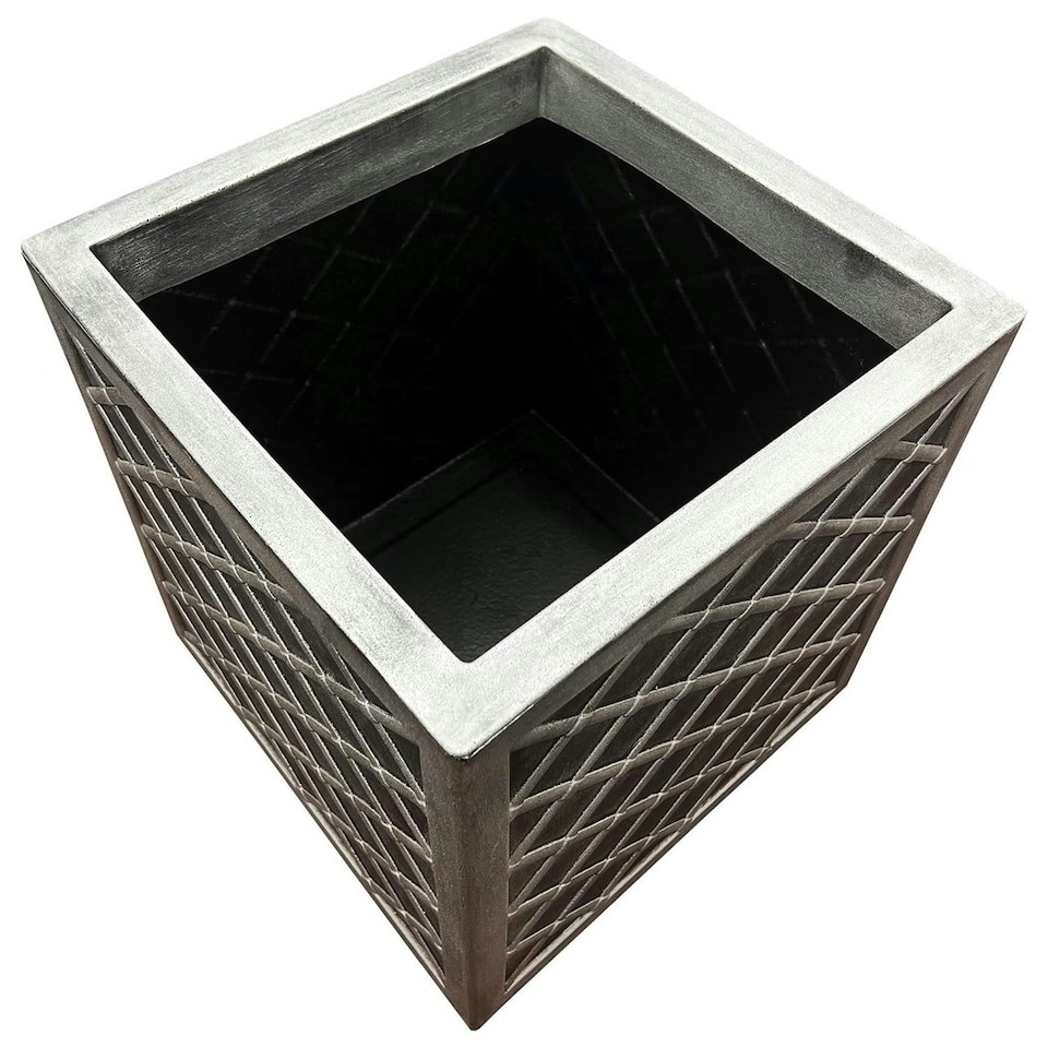 image 1 of 1 x Square Lazio Effect Large Pewter Gray Patio Planter Ideal For Flowers & Plants | Grey