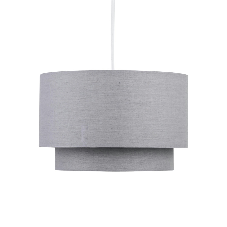 image 1 of First Choice Lighting Dark Grey 2 Tier Ceiling Light Shade Grey