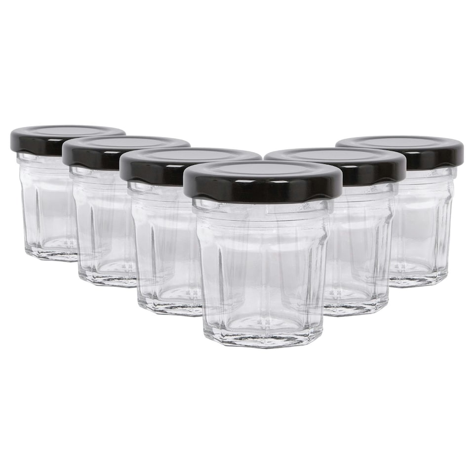 image 1 of Argon Tableware Glass Jam Jars with Lids - 30ml - Pack of 6
