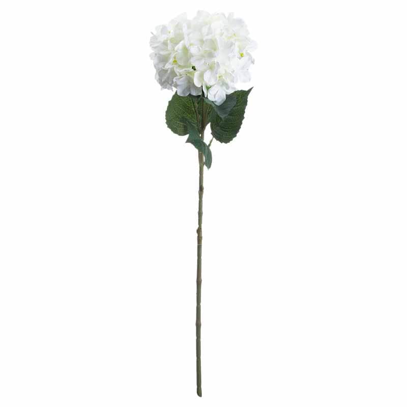 Single Hydrangea Artificial Flower - L10 x W18 x H70 cm - White