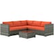 image 1 of Outsunny 4 Pieces Rattan Garden Furniture Sofa Set with Coffee Table | Orange | One Size