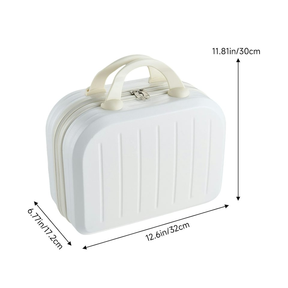 image 1 of Living and Home Minimalist White Hard Shell Makeup Travel Case – Portable Handheld Cosmetic Organizer White | Cabin Bag