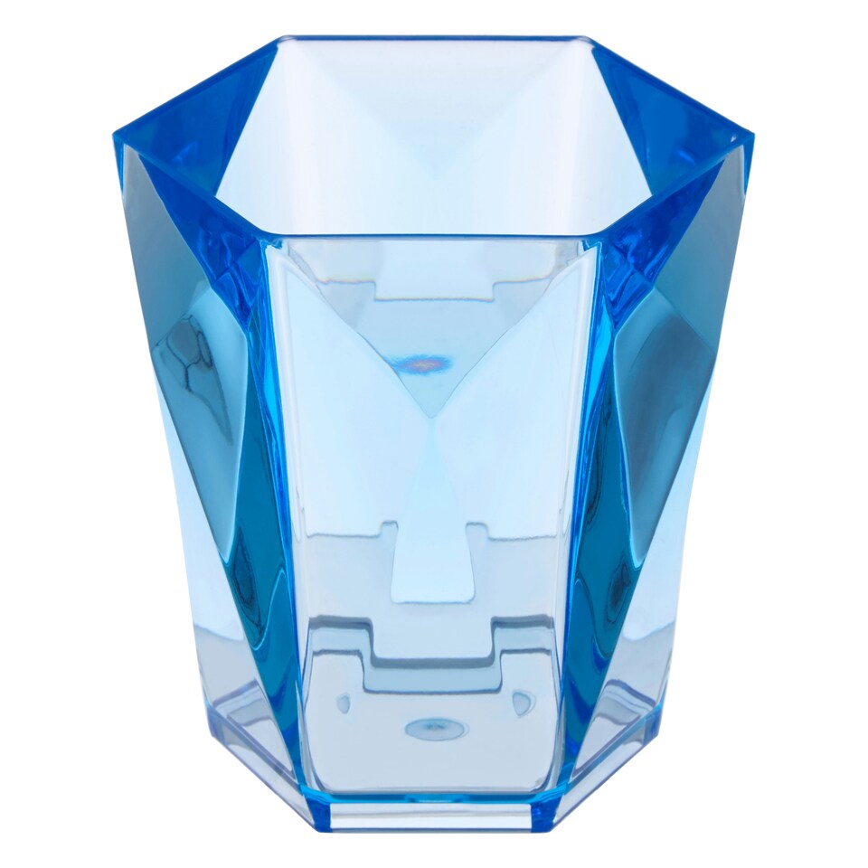 image 1 of Interiors by Premier Blue Acrylic Bathroom Tumbler, Lightweight Textured Tumbler Cup, Modern Frosted Water Tumbler With 3D Design