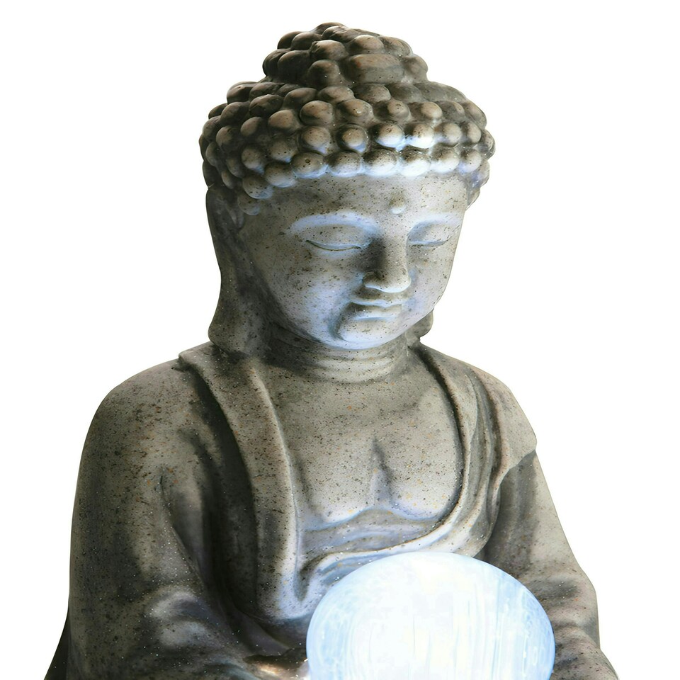 image 1 of Primrose Buddha Crystal Ball Water Feature Fountain with LED Lights 66cm