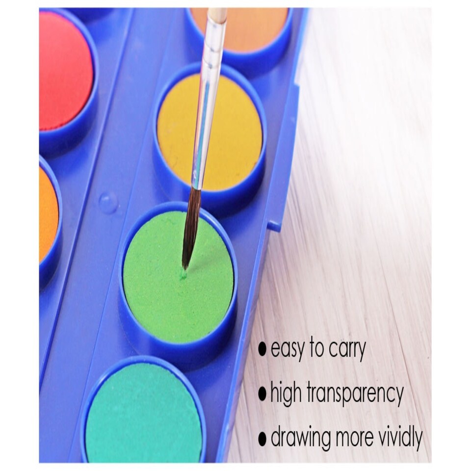 image 1 of Portable Travel 12 Watercolour Paint Set with Brush