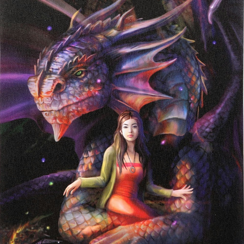 image 1 of Anne Stokes Spirit Dragon Canvas Plaque - Multicoloured - 25cm x 19cm