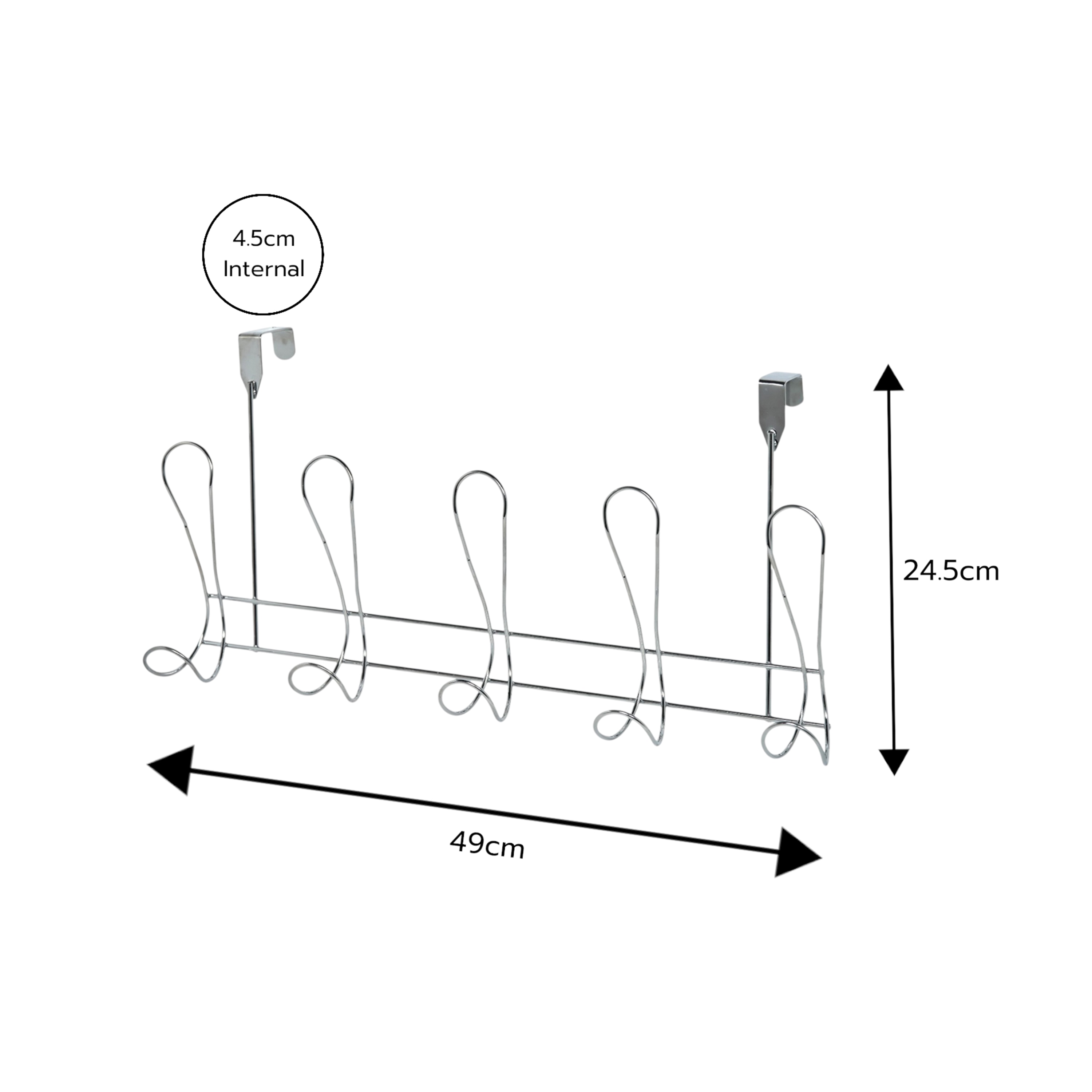 Showerdrape Lyrical Chrome Over Door Storage Hooks | Silver | 1