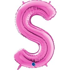 Hot Pink Letter S Helium Foil Giant Balloon 66cm / 26 in