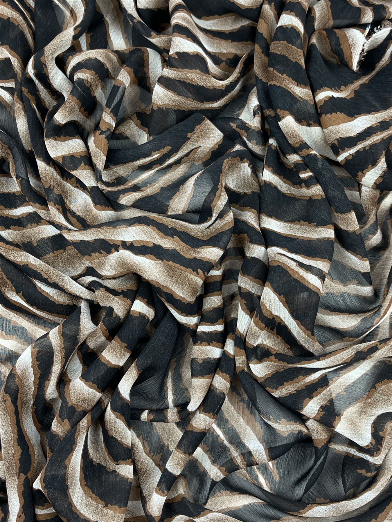Brown Crinkle Sheer Chiffon Fabric for Dressmaking, 144cm / 56" Wide - per metre