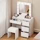 image 3 of Levede Dressing Table Vanity Set Stool Makeup LEDs Mirror Jewellery Organizer | White