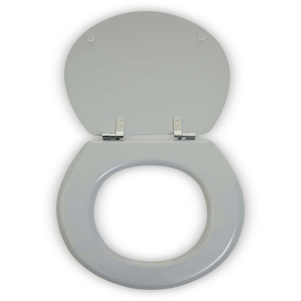 image 1 of Interiors by Premier Matte Grey Toilet Seat With Panel Lid, Toilet Cover With Fixings For Office Use, Oval Bathroom Seat Lid