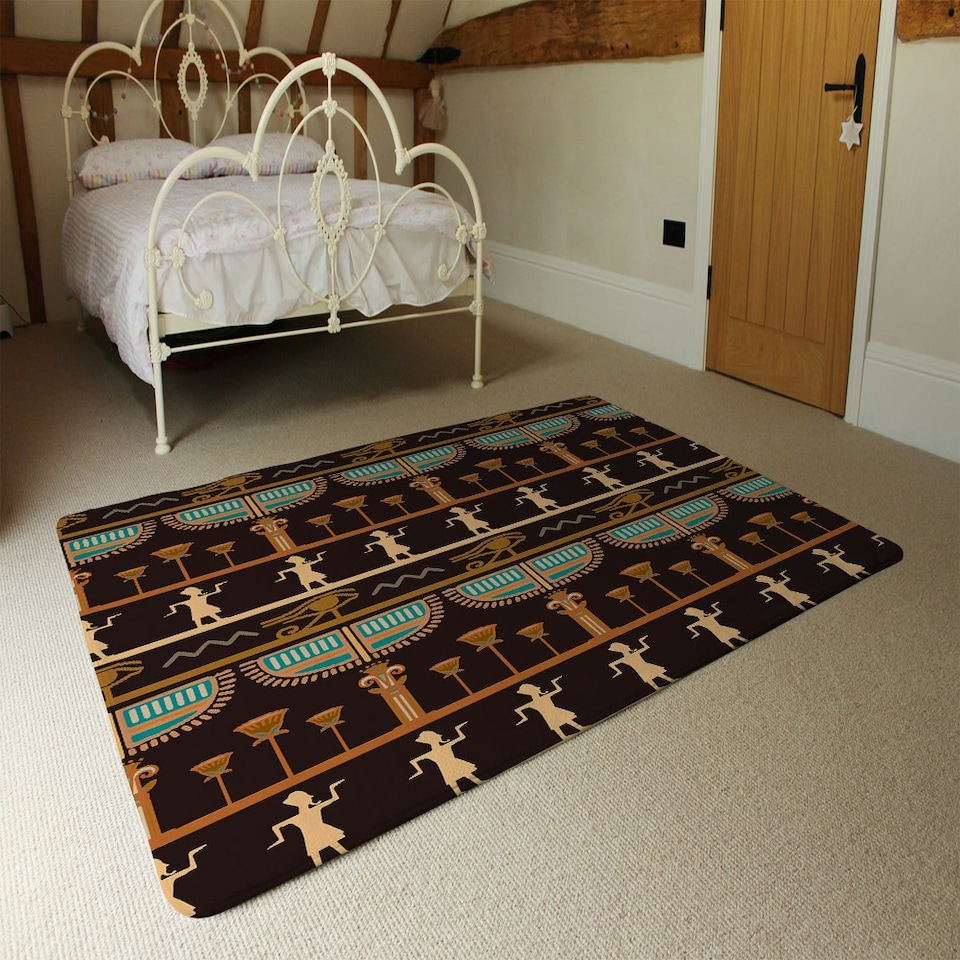 image 1 of Orange & Black Hieroglyphs (Rug) Orange | Large: 140x200cm