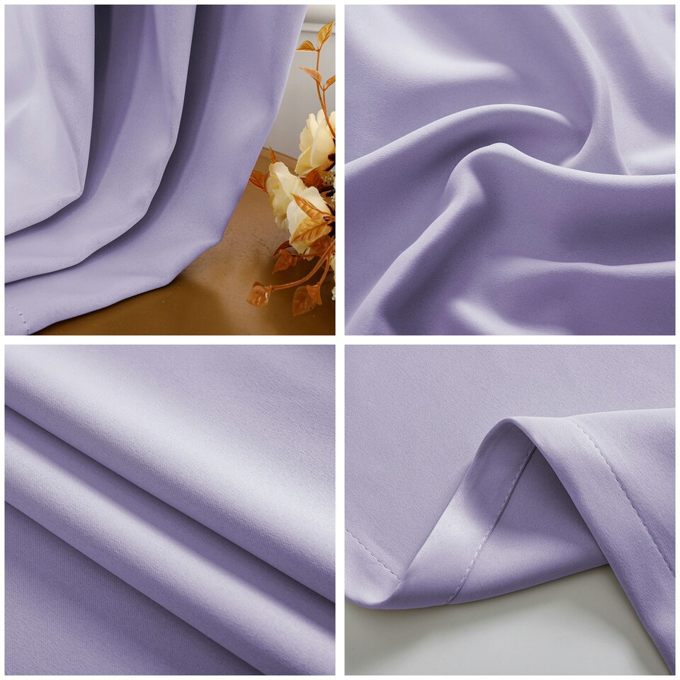 image 1 of Lilac Eyelet Curtains - Thermal Blackout Curtains  - 46 x 72 Inch Drop - 2 Panel Purple