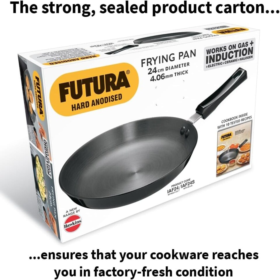 image 1 of Futura 10" Hard Anodised Frying Pan with Lid, Medium, Black