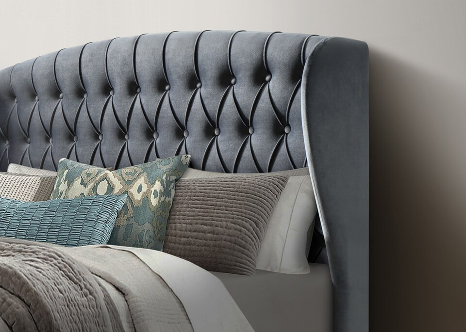 image 1 of Warwick Grey Velvet Ottoman Bed And Majestic 1000 Pocket Sprung Mattress King Size | Grey