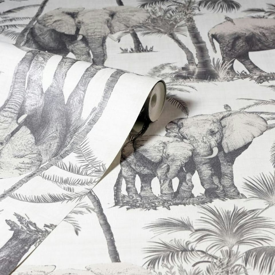 image 1 of Arthouse Safari Elephant Wallpaper - Grey - 32.8ft x 21in Grey