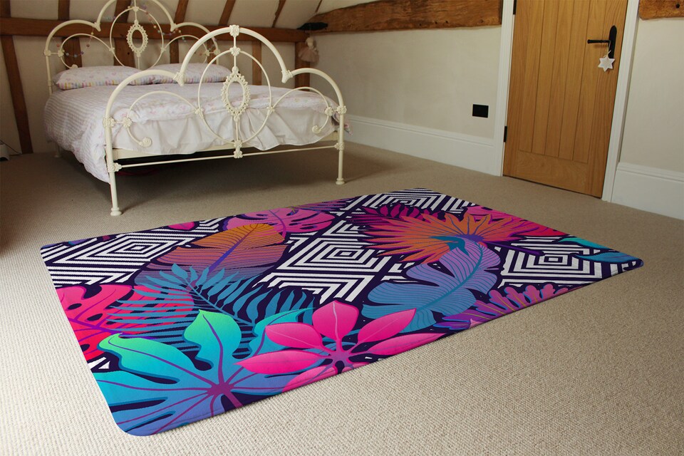 image 1 of Tropical Geometric Rug | Multi