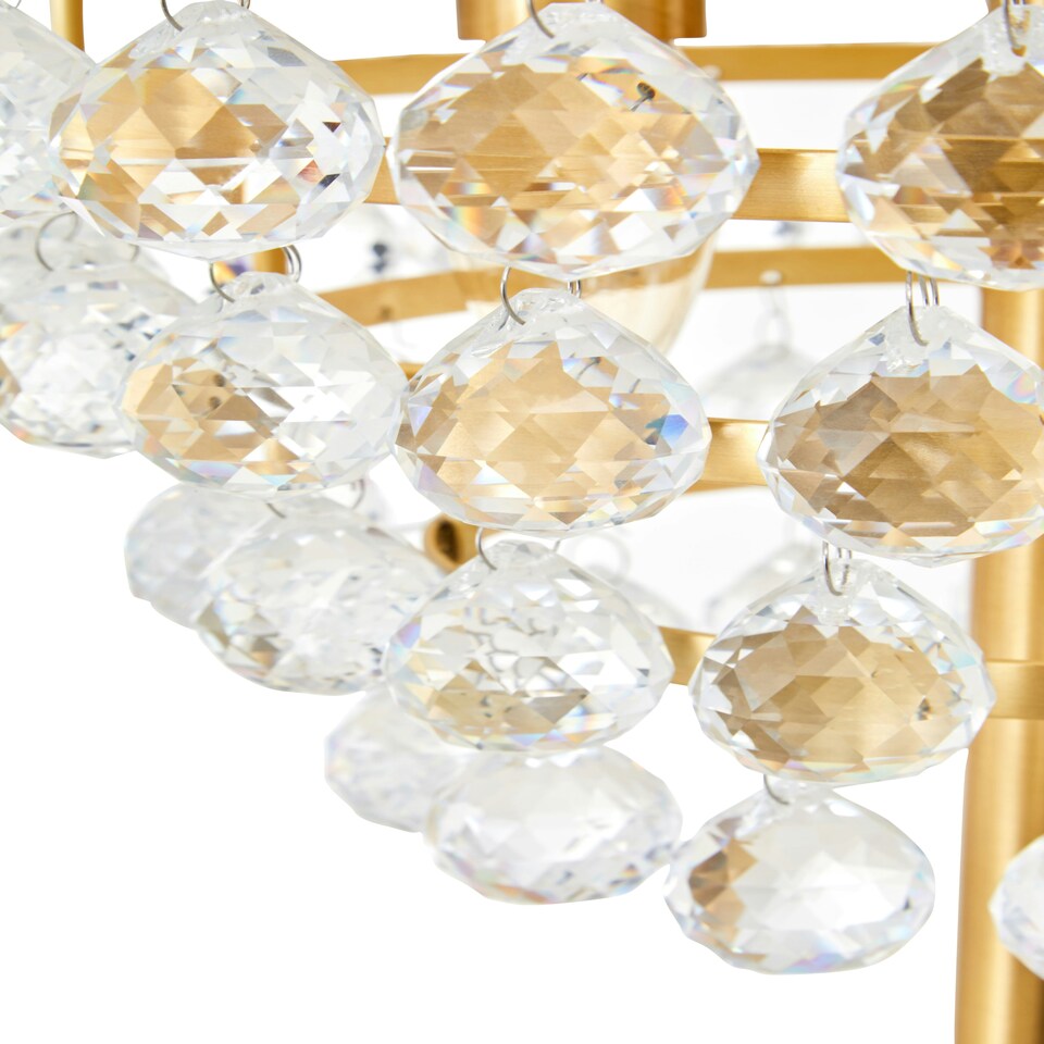 image 1 of Interiors by Premier Clear Crystal Floor Lamp with Gold Metal Base, Elegant Crystal Bead Standing Lamp for Living Room Gold