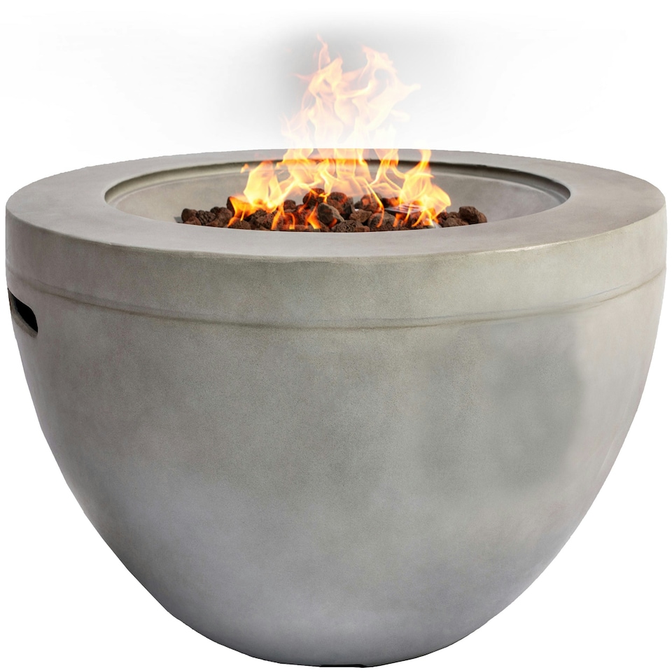 image 1 of MDA Designs TABITI Light Grey Gas Fire Pit for Garden & Patio Luxurious Eco-Stone Finish Outdoor Heater