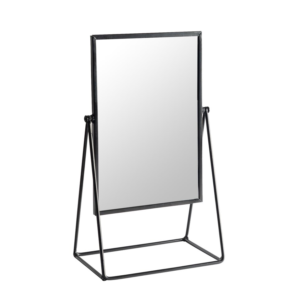 image 1 of Harbour Housewares 22 x 39cm Rectangle Makeup Mirror - Black - Dressing Table Mirror Bathroom Mirror Vanity Mirror Tabletop Mirror | Black | Black | 39 x 22 x 15 CM | 1