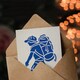 image 3 of Hiking Blue on White Camping Hike Backpacker Good Luck Card