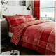 image 1 of VELVETIO Denim Check Printed Duvet Cover Set Reversible Polycotton Beddings Red | Single
