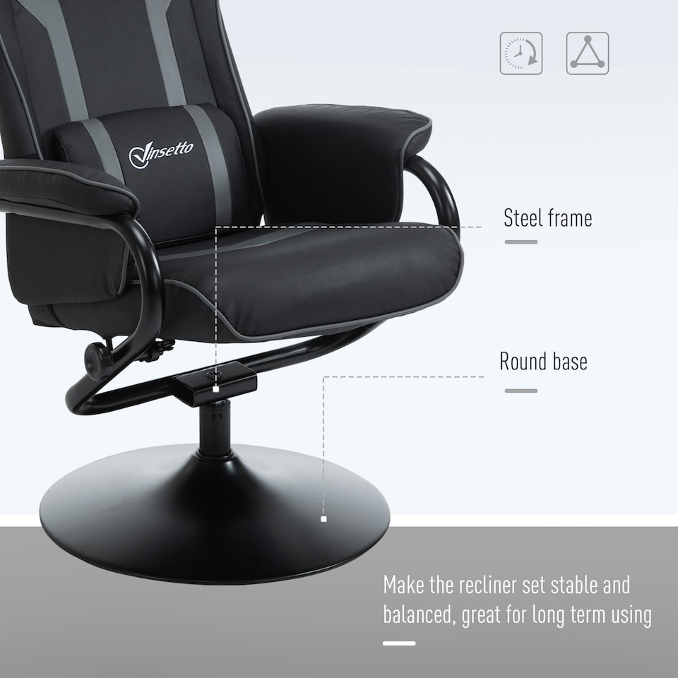 image 1 of Vinsetto Video Gaming Chair with Footrest and Lumbar Support, Grey