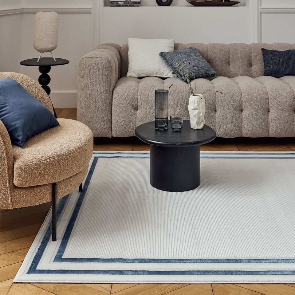 image 1 of The Rugs Carmel Collection Bordered Area Floor Rug Runner Soft Pile Living Room Bedroom