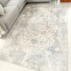 image 2 of KUKOON Silver Multicolour Distressed Floral Medallion Area Rug 80cm x 150cm Grey