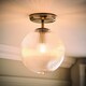 image 3 of ValueLights Kempton Chrome Ceiling Light Ribbed Globe Shade and Bulb