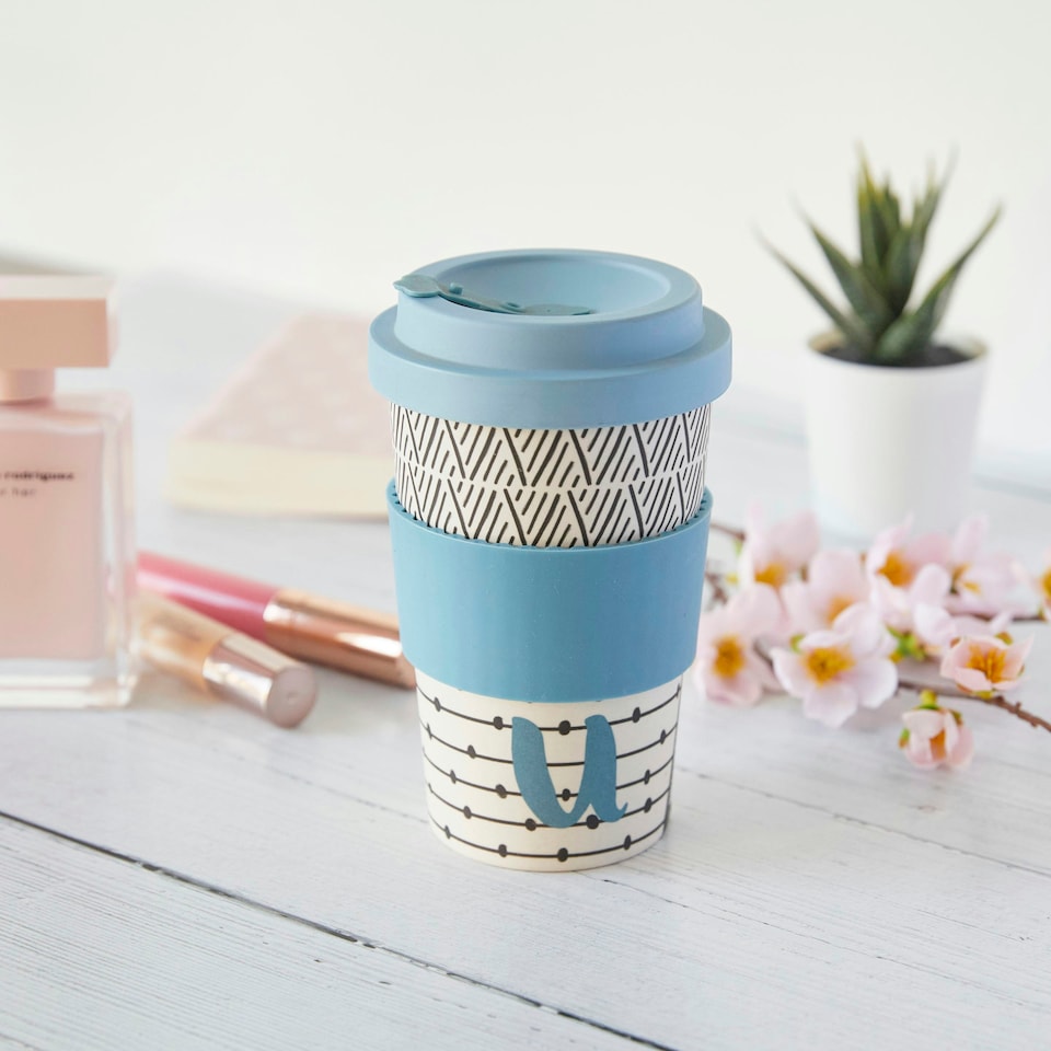 image 1 of KitchenCraft 410ml Bamboo A to Z Letter "U" Reuseable Mug | Multi