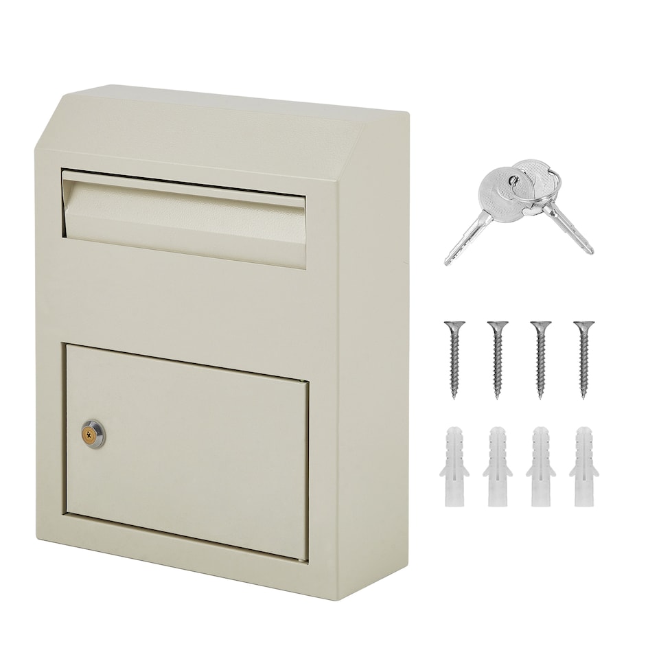 image 1 of London Boutique Wall-Mounted Post Box 30.5x11.5x38cm, Weatherproof Lockable Letter Box, Outdoor Mailbox